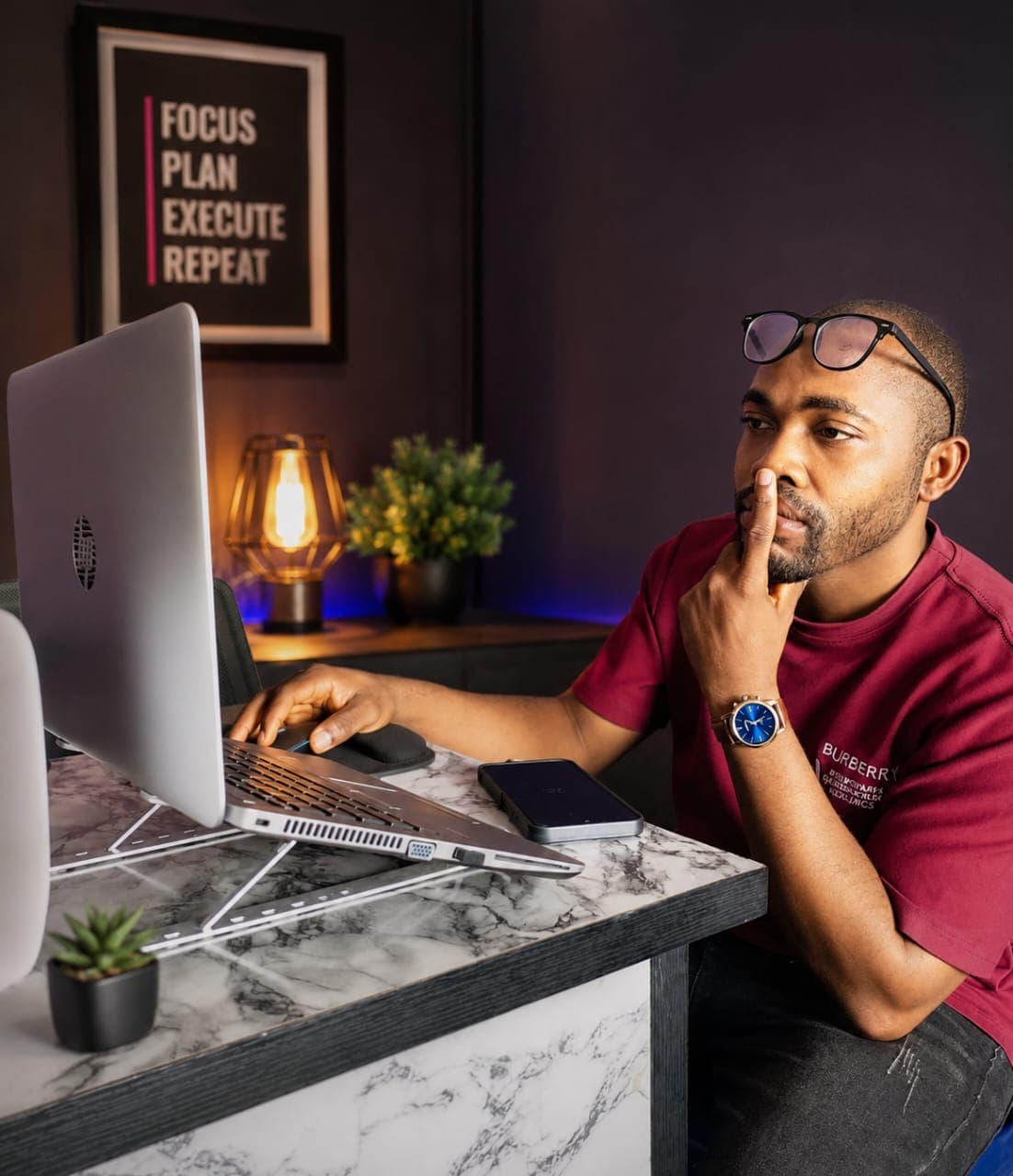 Engineer working on software